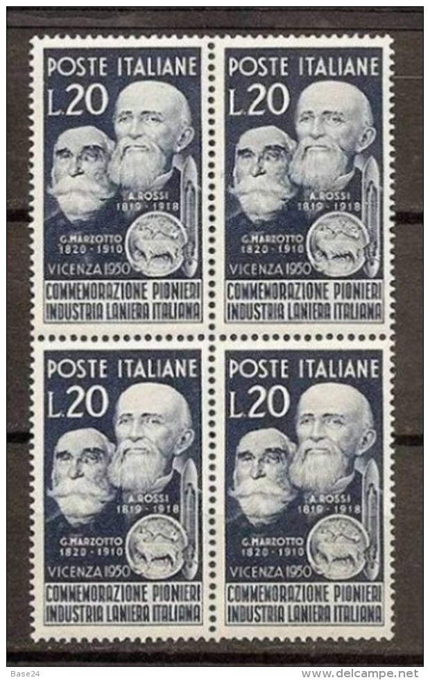 1950 Italia Italy Repubblica LANIERI 4 Serie In Quartina MNH** - Tessili