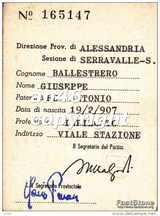 TESSERA-PARTITO LIBERALE ITALIANO 1960-P.L.I.-VEDI OFFERTA SPECIALE IN SPESE DI SPEDIZIONE - Historical Documents