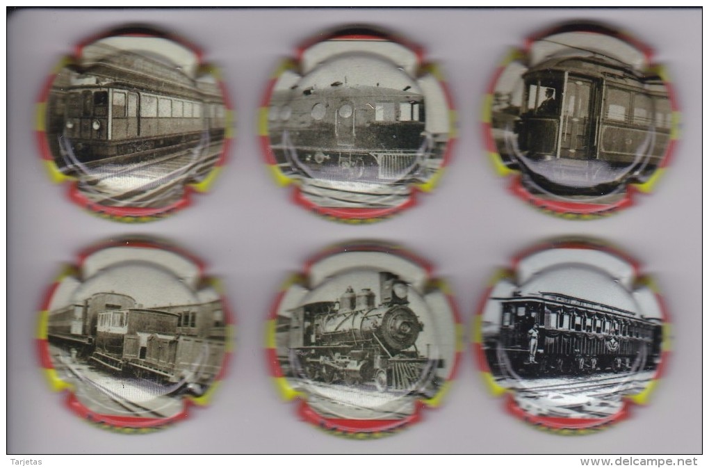 SERIE COMPLETA DE 6 PLACAS DE CAVA MAGUST DE TRENES (CAPSULE) TREN-TRAIN-ZUG - Placas De Cava