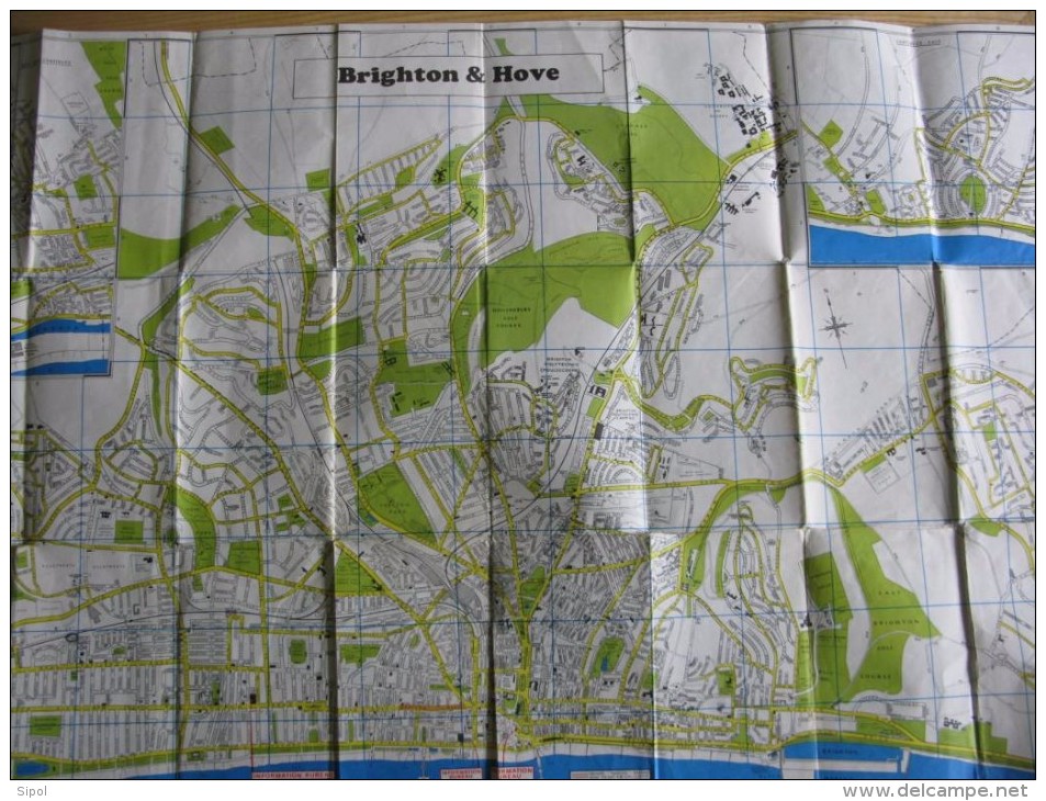 Plan De La Ville De Brighton And Hove Avec Liste Des Rues Et Emplacement Des Curiosités + Qq Pubs - Europe