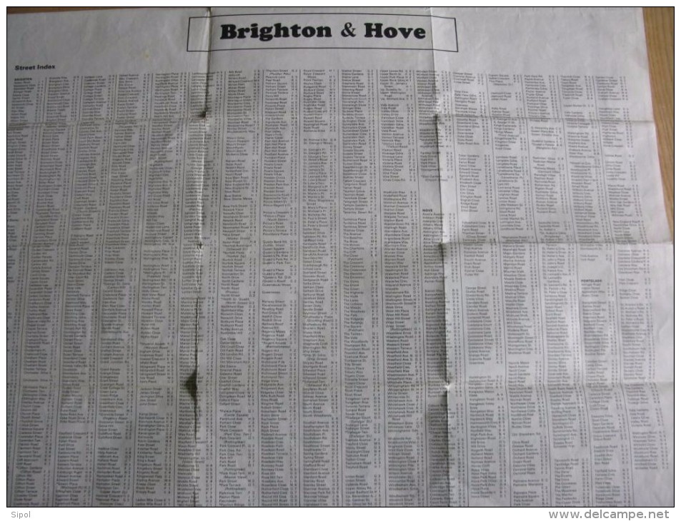 Plan De La Ville De Brighton And Hove Avec Liste Des Rues Et Emplacement Des Curiosités + Qq Pubs - Europe