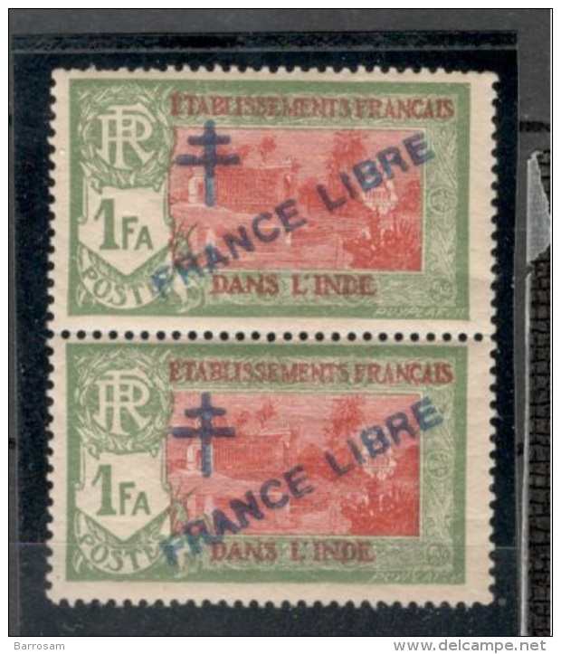 FrenchIndia1941-3:Yvert161mnh** Pair - Unused Stamps