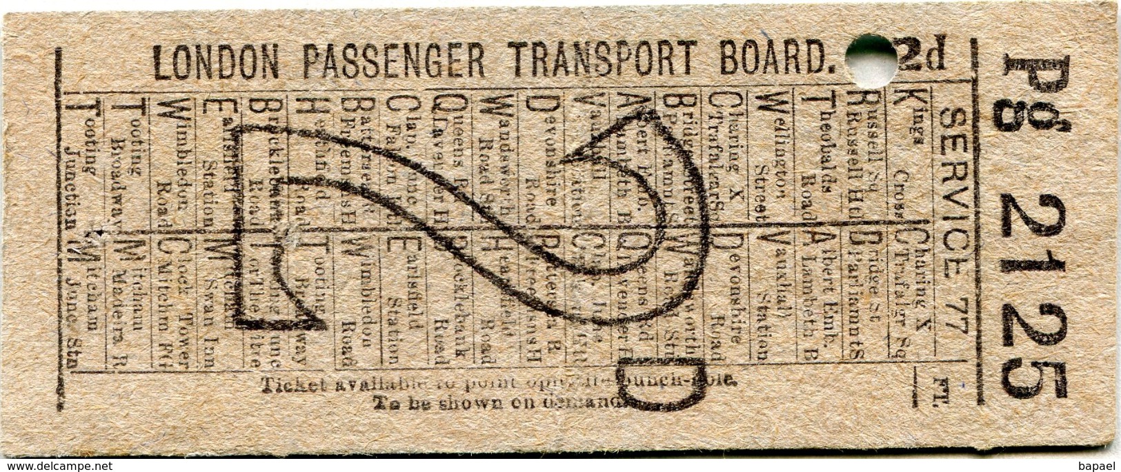 Ticket De Transport Du ''London Passenger Transport Board'' (Londres - Royaume-Uni) (Recto-Verso) - Europe