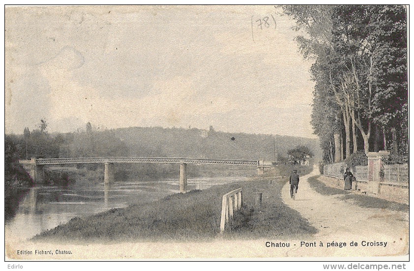 Colrisée Soucis Scan - CHATOU  Pont à Péage De Croissy - Pli Angle - Chatou