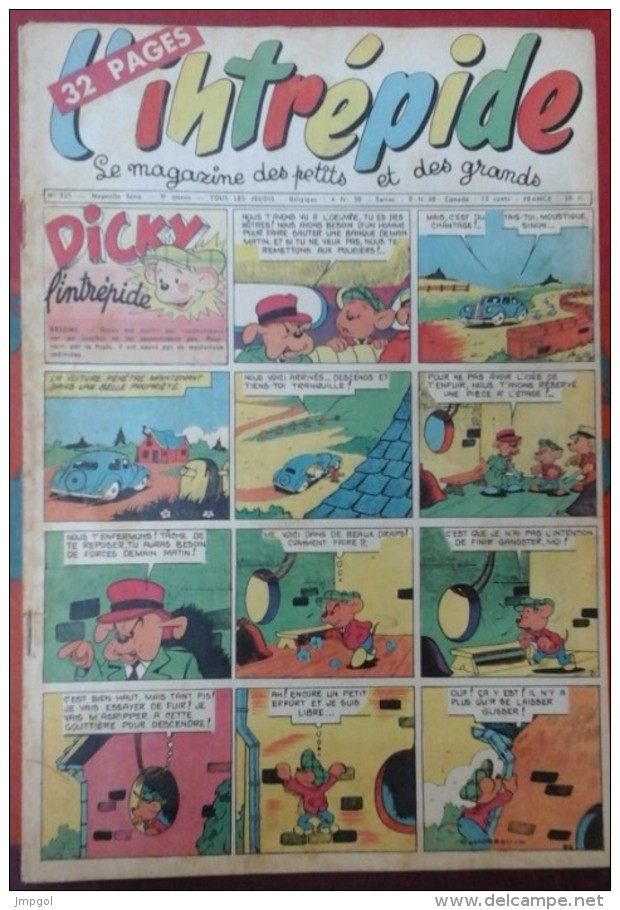 L´intrépide N° 335 29 Mars1956  Dicky L´intrépide, Davy Crockett, Buffalo Bill Arthur Et Zoe - L'Intrépide