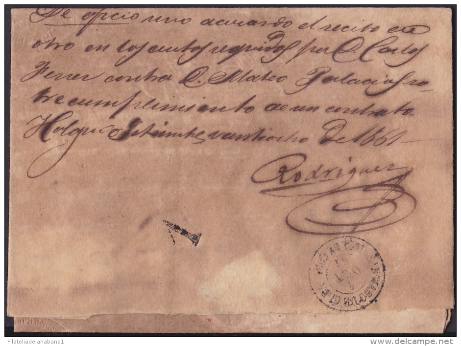 1861-H-24 CUBA SPAIN ESPAÑA. ISABEL II. OFFICIAL MAIL. 1861. CORREO OFICIAL HOLGUIN A SANTIAGO DE CUBA. - Prephilately