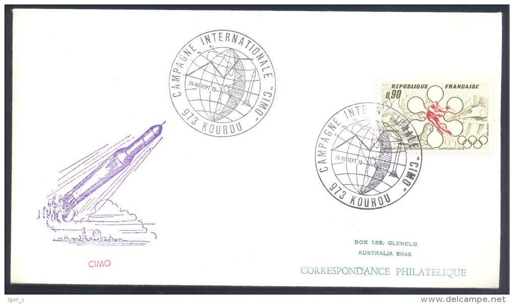 France Guyanais 1973 Cover: Space Weltraum Espace: Meteorology CIMO Commission For Instruments And Metods Of Observation - América Del Sur