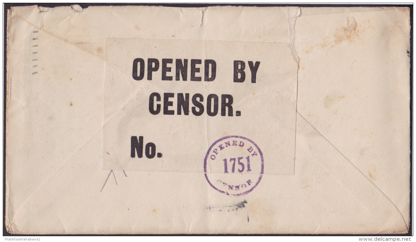 1917-H-262 CUBA REPUBLICA. 1917. 3c PATRIOTAS. 1919. SOBRE COMERCIAL C&ordf; DE COMERCIO. CENSORSHIP - Lettres & Documents