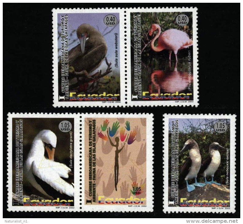 Ecuador Equateur 2002. ** MNH. Bird Oiseau Vogel Galapagos Islands. Flamingo Etc. - Sonstige & Ohne Zuordnung