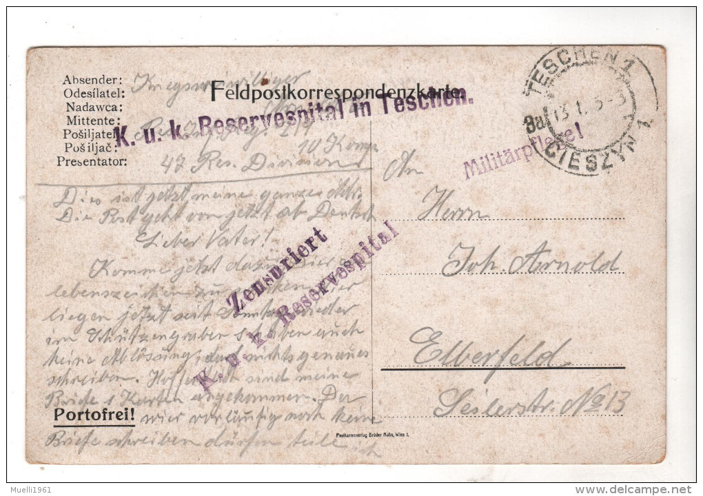 Nr. 5691,  Kaiser Franz Joseph , K.u.K. Reservespital In Teschen,  Feldpost - War 1914-18