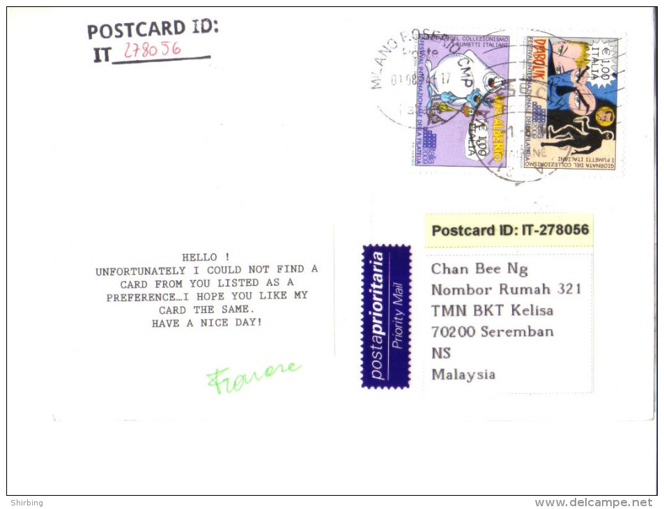 18B : Italy Cartoon Stamp On Colorful Postcard - Unclassified