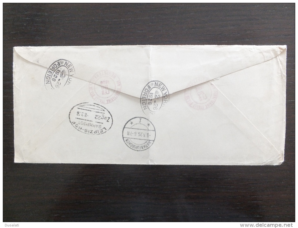 USA To Germany 1926 Registered Letter Einschreibebrief Traveled Per SS Olympic Ship & Bahnpost Zug 22 Leipzig - Storia Postale