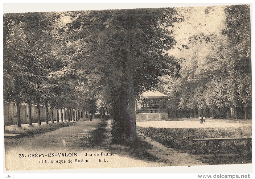 (petit Souci Scan) : Crépy En Valois - Jeu De Paume Et Le Kiosque à Musique  écrite TTB - Crepy En Valois