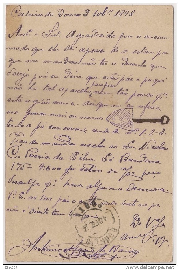 Portugal Inteiro Postal Stationery Entier - Igreja De Tomar Church - Cancel Postmark Celeirós Do Douro And Porto 1898 - Entiers Postaux