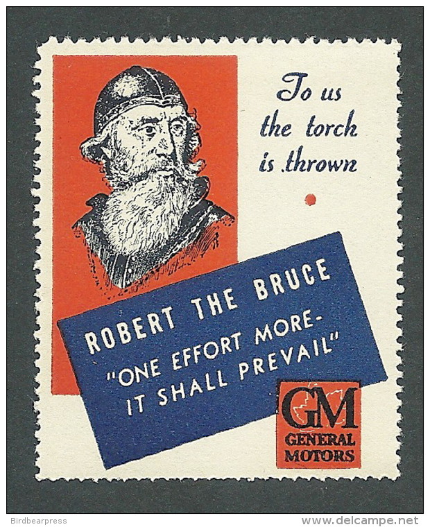 B31-34 CANADA General Motors WWII Patriotic Robert The Bruce Poster Stamp MNH - Local, Strike, Seals & Cinderellas