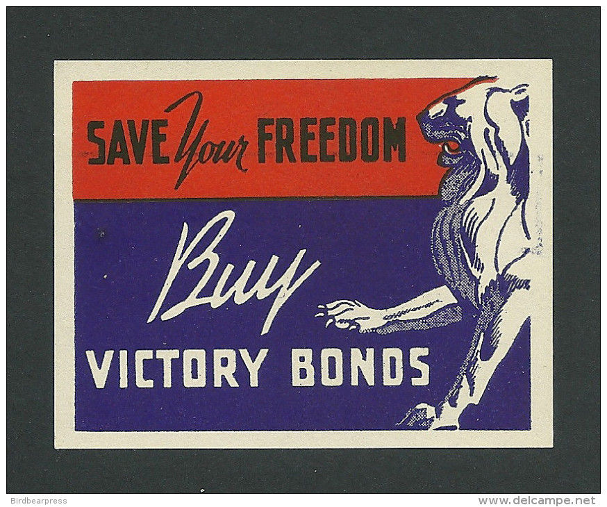 B31-59 CANADA WWII Victory Bonds Patriotic Label Imperf MNH Freedom Lion - Vignettes Locales Et Privées