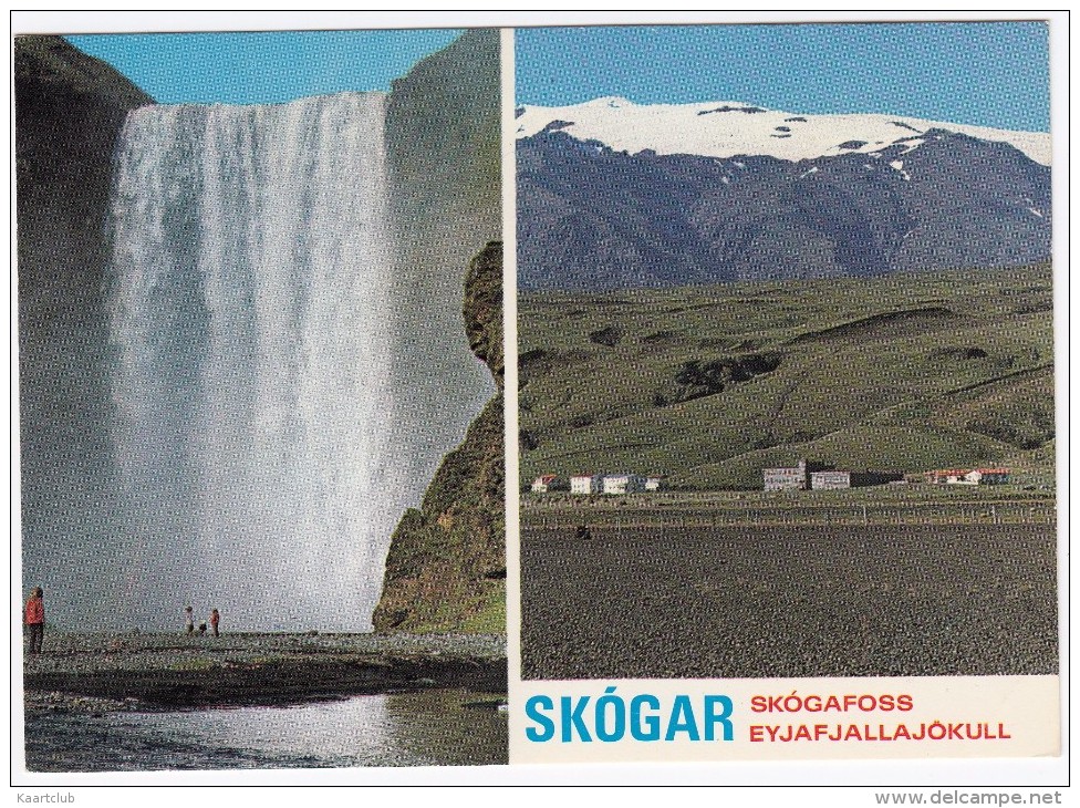Skógafoss Waterfall & Summer Hotel Skógar -  Iceland - Island - Skógafoss Vandfald & Realskole Summerhotel Skógar - IJsland