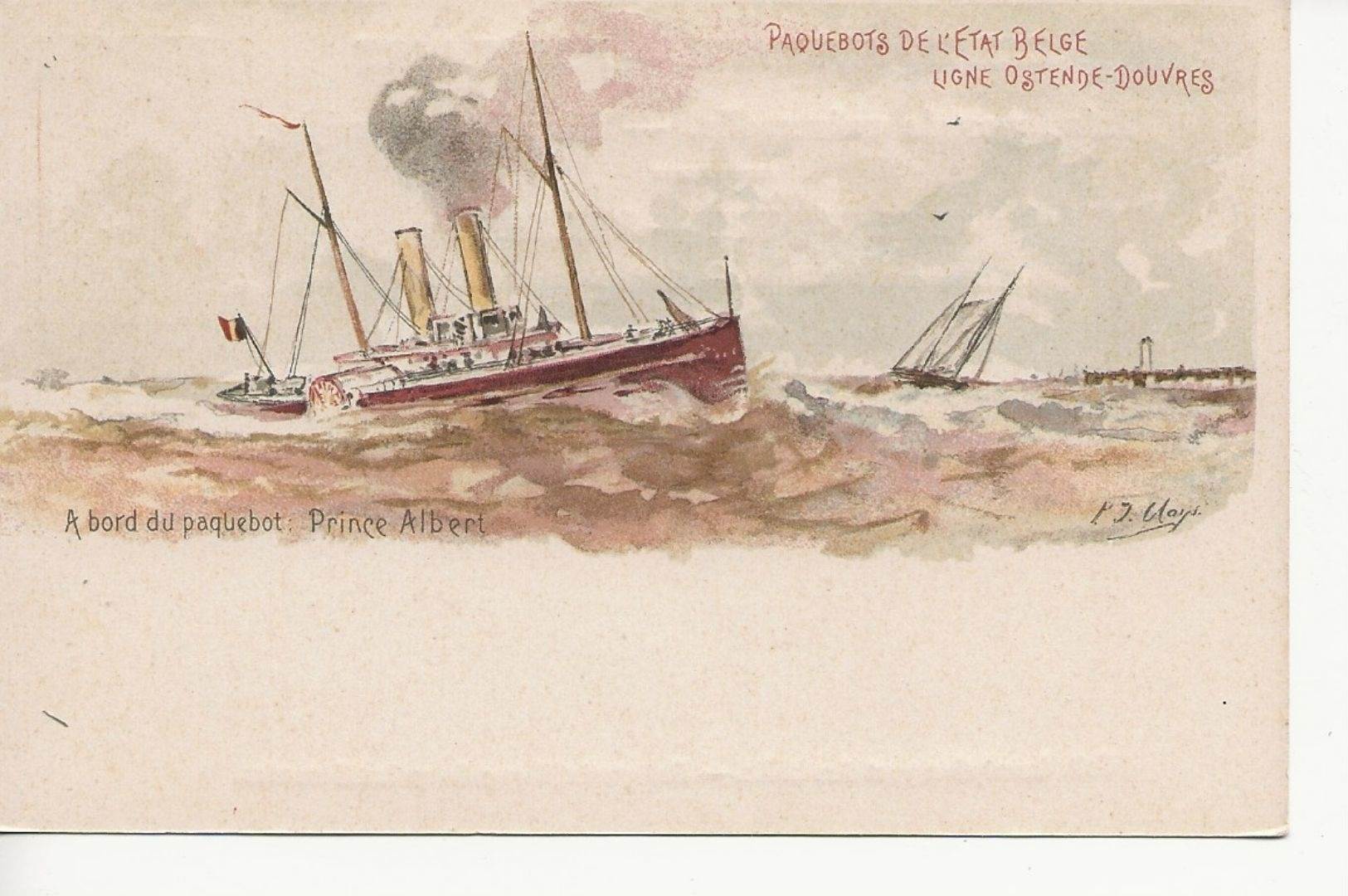 Paquebots De L'Etat Belge-Ligne Ostende Douvres--Prince Albert-10 C. Fine Barbe. - Cartes Paquebot