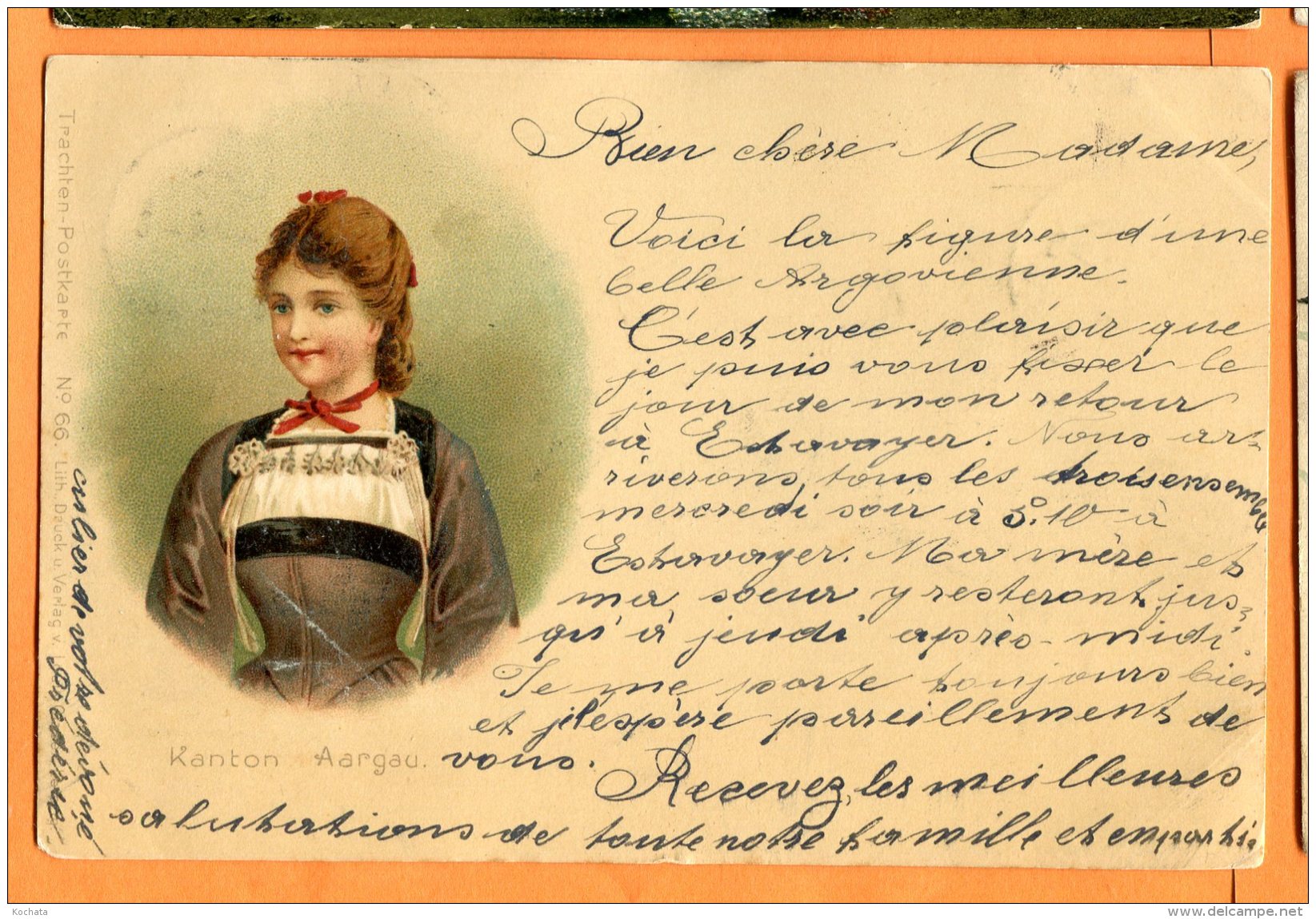 MAI073, Kanton Aargau, 66, Costume, Précurseur,  Circulée 1898 - Autres & Non Classés