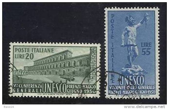 1950 Italia Italy Repubblica UNESCO Serie Di 2v. Usata U.N.E.S.C.O. USED - 1946-60: Usati