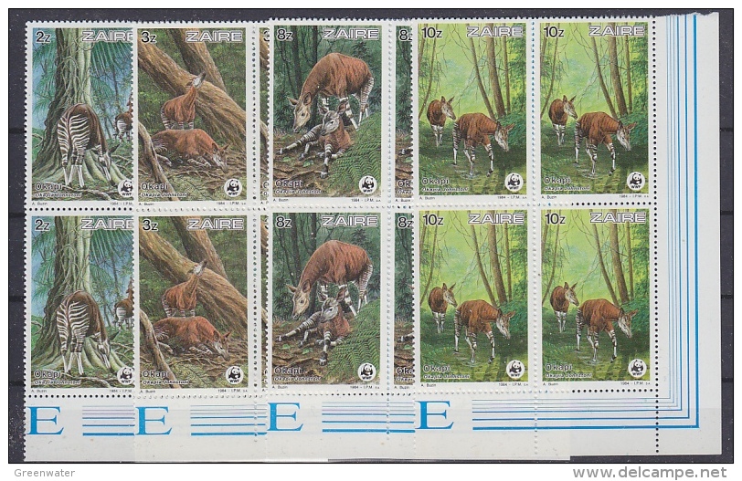 Zaire 1985 WWF/Okapi 4v Bl Of 4  ** Mnh (29392) - Ongebruikt