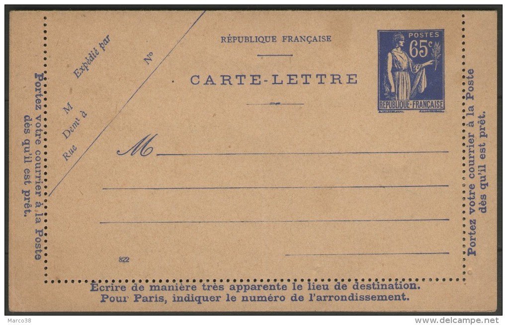 Entier Postal N°365-CL1 Neuf      - Cote 35&euro; - - Kartenbriefe