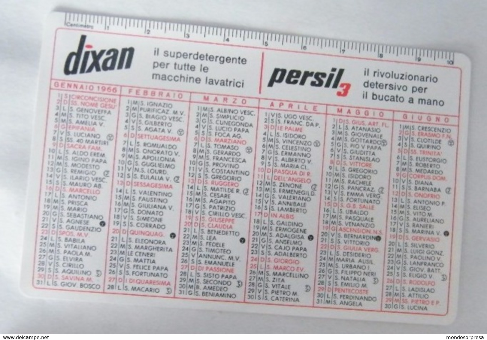 DB33 - CALENDARIETTO, HENKEL, DIXAN, PERSIL ANNO 1966 - Formato Piccolo : 1961-70