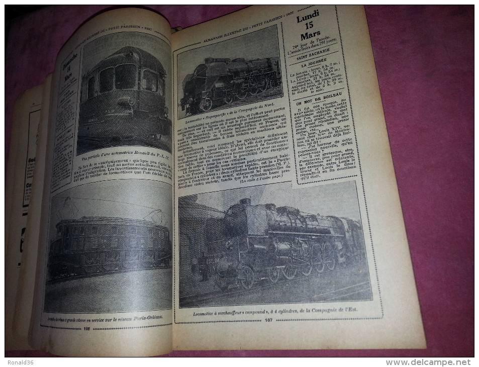 almanach 1937  avion paquebot tel aviv flotte israélite à haifa train ligne de chemin de fer trolley métro cristallerie