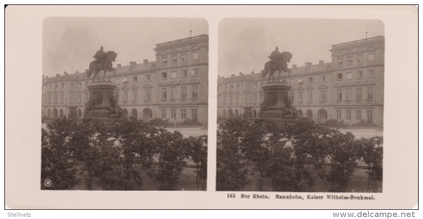 Stereo-Foto (photo Stéréo) 145 Der Rhein -Mannheim, Kaiser Wilhelm-Denkmal- - Sonstige & Ohne Zuordnung