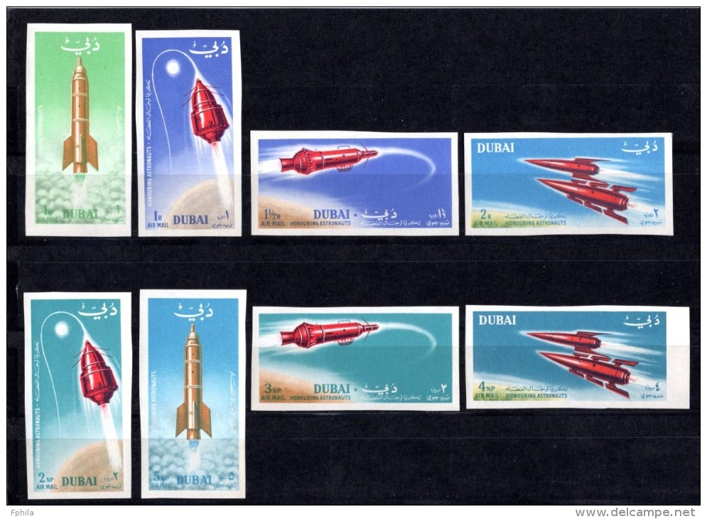 1964 DUBAI SPACE FLIGHTS - HONOURING ASTRONAUTS IMPERFORATED MICHEL: 71-78B MNH ** - Dubai