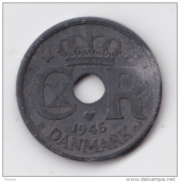 Denmark, 25 Øre, 1945 N &#9829; GJ, 2 Scans.   Zinc   KM 823.2a - Dinamarca