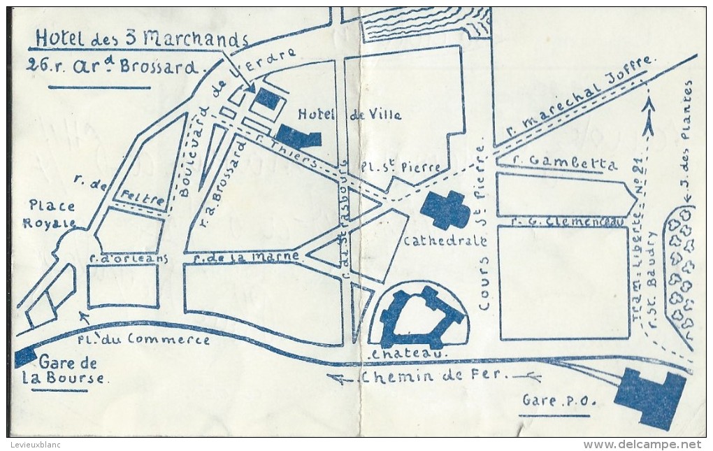 Carte Commerciale/Hôtel Des 3 Marchands/ NANTES/ Vers 1950-1955    CAC3 - Sport & Tourismus