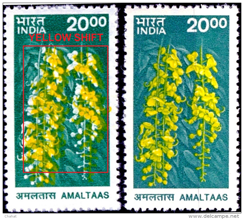 ERRORS-FLORA-AMALTAS-ERROR-COLOR SHIFTING-INDIA-MNH-SCARCE-B9-362 - Variétés Et Curiosités