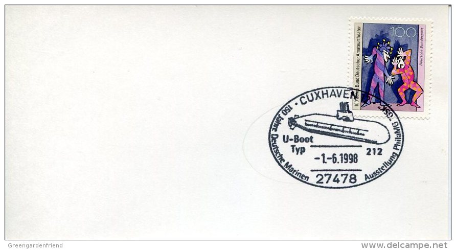 8054 Germany, Special Postmark 1998  Cuxhaven,  U-boot Typ 212   Submarine, Sousmarin, - Submarines