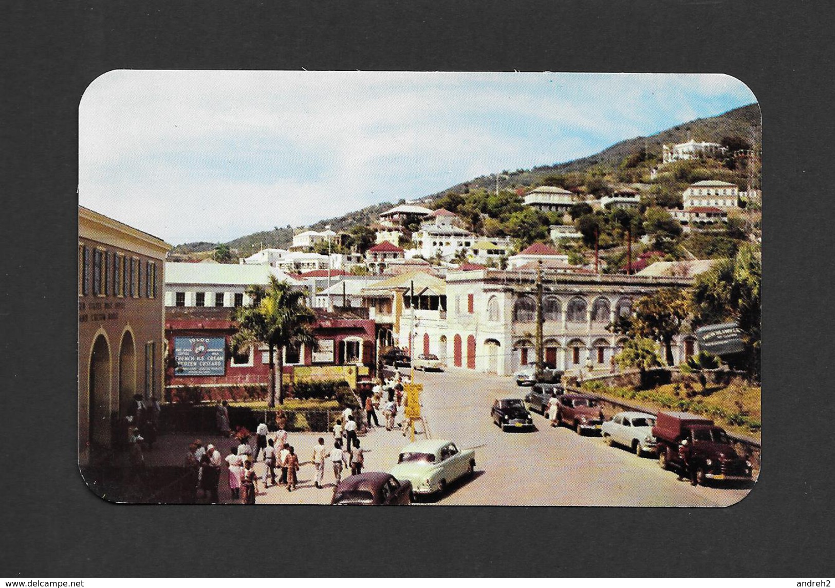 ST THOMAS - ANTILLES -  VIRGIN ISLANDS - A VIEW OF MAIN STREET IN FRONT OF THE POST OFFICE - PHOTO BY DON TOSCHI - Virgin Islands, US