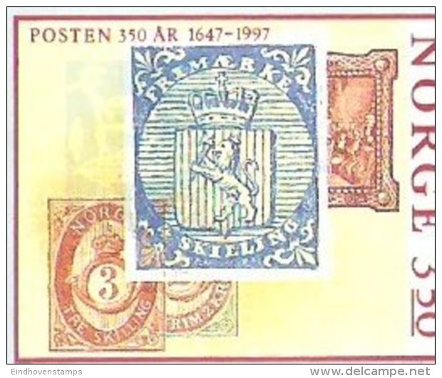 Norge, Norway 1995, 350 Year Norwegian Post, Missing The 15 Ore Stamp On The 7th Bookletstamp, MNH, Block - Stamps On Stamps