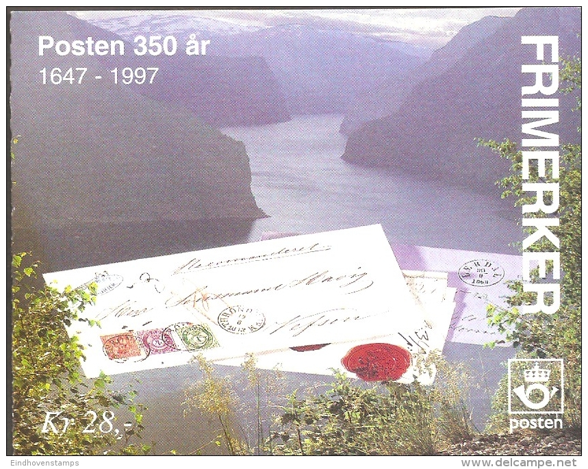 Norge, Norway 1995, 350 Year Norwegian Post, Missing The 15 Ore Stamp On The 7th Bookletstamp, MNH, Block - Stamps On Stamps