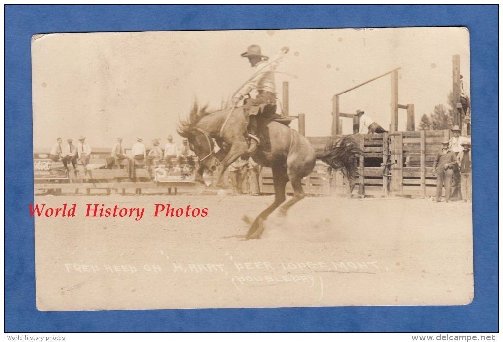 CPA Photo RPPC - DEER LODGE , Montana - Fred Reed On H. Hart - TOP RARE - Rodeo Horse Cheval Cow Boy - Autres & Non Classés