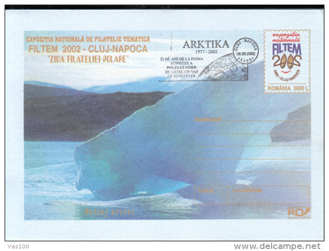 ARCTIC EXPEDITION, FIRST SHIP AT NORTH POLE, COVER STATIONERY, ENTIER POSTAL, 2002, ROMANIA - Expéditions Arctiques