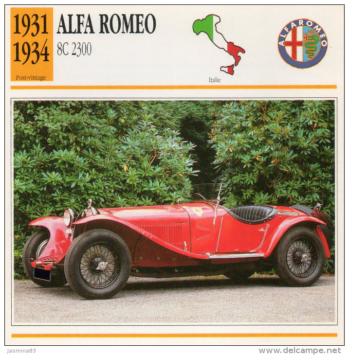 Alfa Romeo 8C 2300  1931-1934 (derrière Il Y A Un Texte Sur Les Caracteristiques De La Voiture) - Voitures