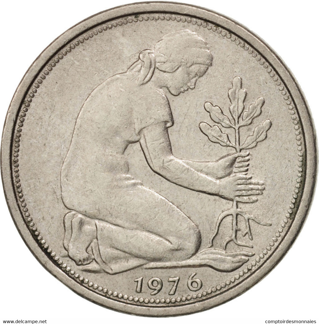 Monnaie, République Fédérale Allemande, 50 Pfennig, 1976, Stuttgart, TTB+ - 50 Pfennig