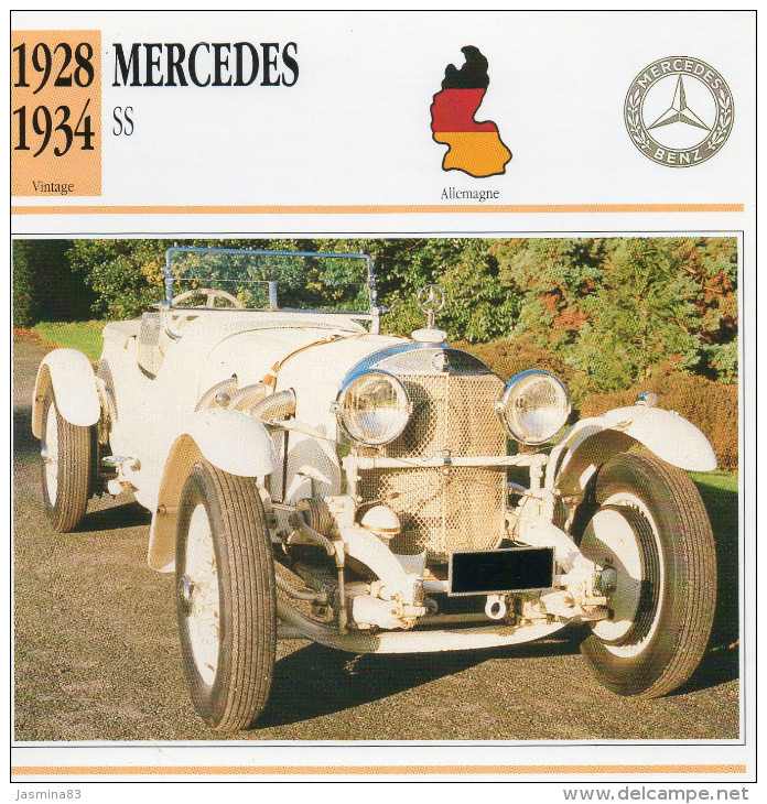 Mercedes SS 1928-1934 (derrière Il Y A Un Texte Sur Les Caracteristiques De La Voiture) - Voitures