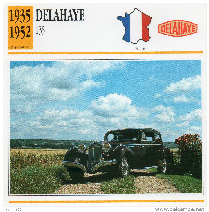 Delahaye 135 1935-1952 (derrière Il Y A Un Texte Sur Les Caracteristiques De La Voiture) - Voitures