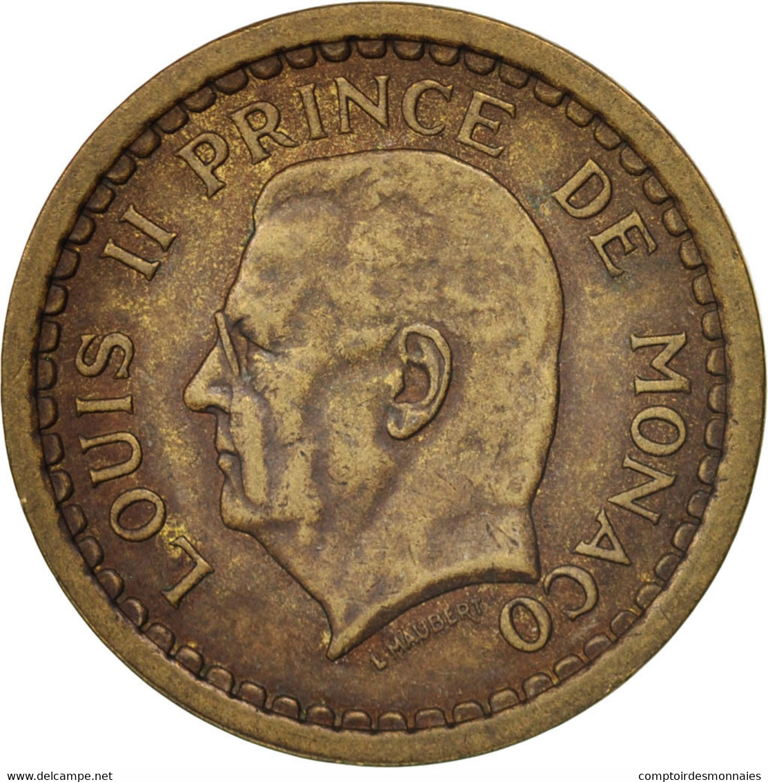 Monnaie, Monaco, Louis II, 2 Francs, 1945, TTB, Aluminum-Bronze, KM:121a - 1922-1949 Louis II