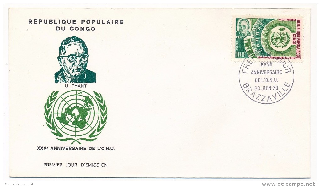 CONGO => 3 Env. FDC =>XXVeme Anniversaire ONU - Dag Hammarskjöld, U Thant, Trygve Lie - FDC