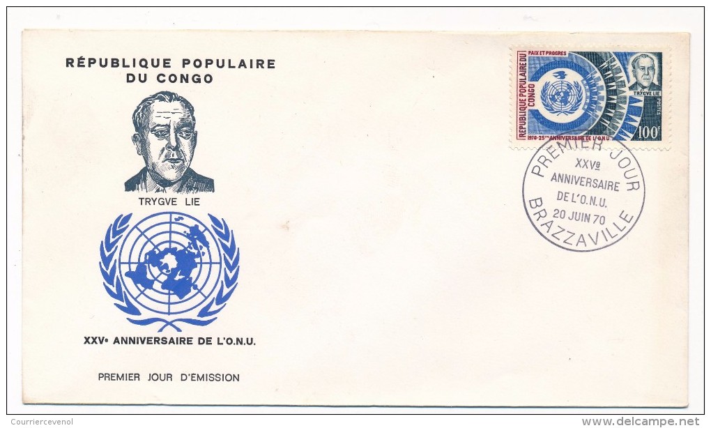 CONGO => 3 Env. FDC =>XXVeme Anniversaire ONU - Dag Hammarskjöld, U Thant, Trygve Lie - FDC