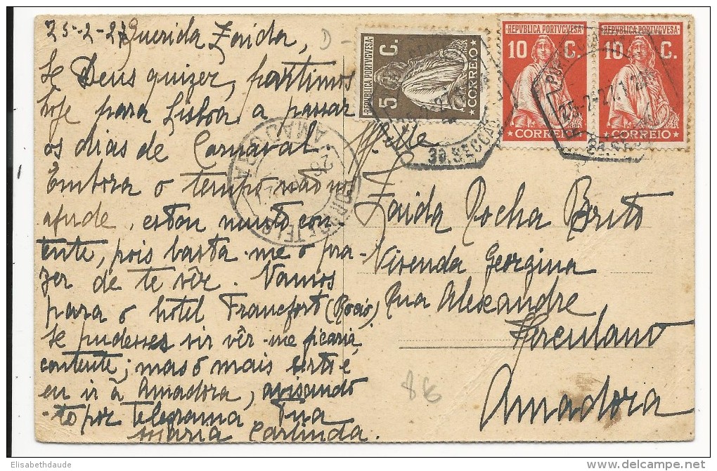 PORTUGAL - 1927 - CARTE De PORTO CENTRAL Pour AMADORA - Poststempel (Marcophilie)