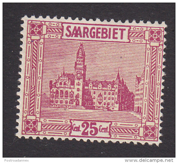 Saar, Scott #107, Mint Hinged, Saarbrucken City Hall, Issued 1922 - Neufs