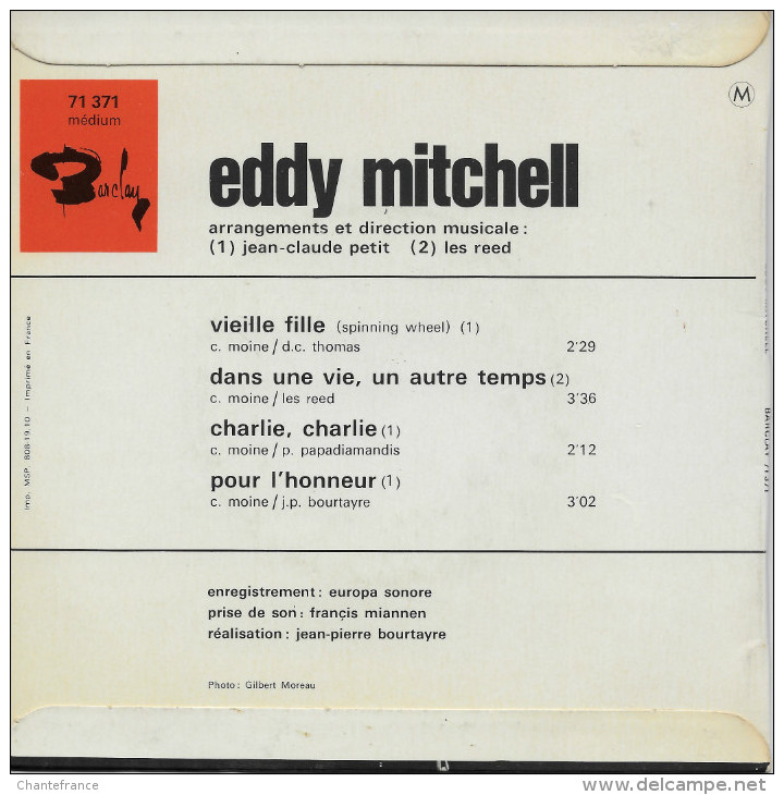 Eddy Mitchell 45t. EP *vieille Fille* - Autres - Musique Française