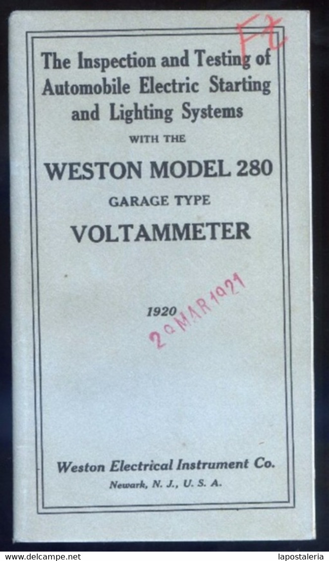*Weston Electrical Instrument Co. - Voltammeter Model 280...1921* Tapas Y 47 Págs. Meds: 90x158 Mms. - Máquinas